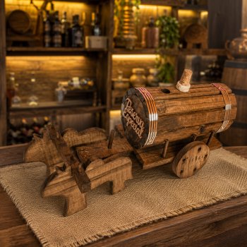 Barril Decorativo Madeira Porta Garrafa Vinho Carroça Rústica Presente Criativo Premium