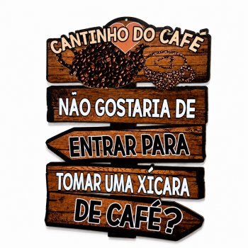 Painel Decorativo Cantinho Café Frase Tomar Uma Xícara Café MDF Rústico